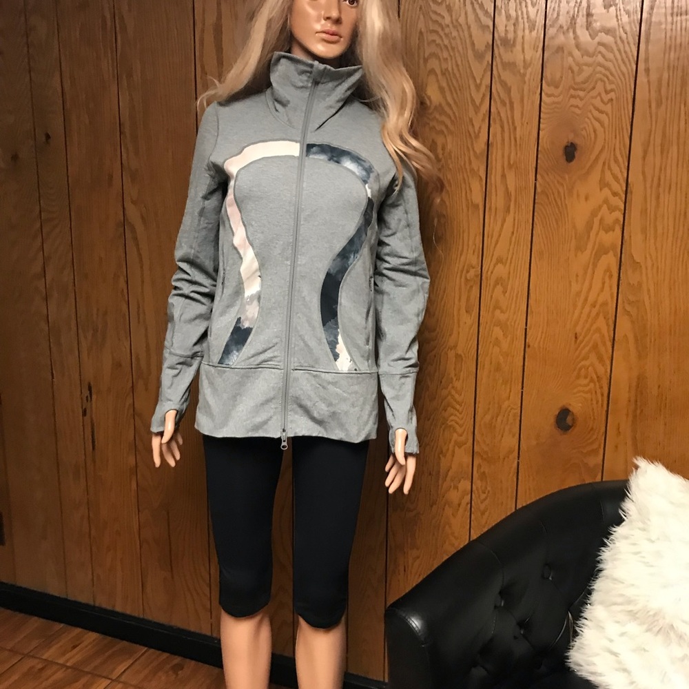 Lululemon" In Stride Jacket Gray Graphic Running-Full Zip - Picture 2 of 11